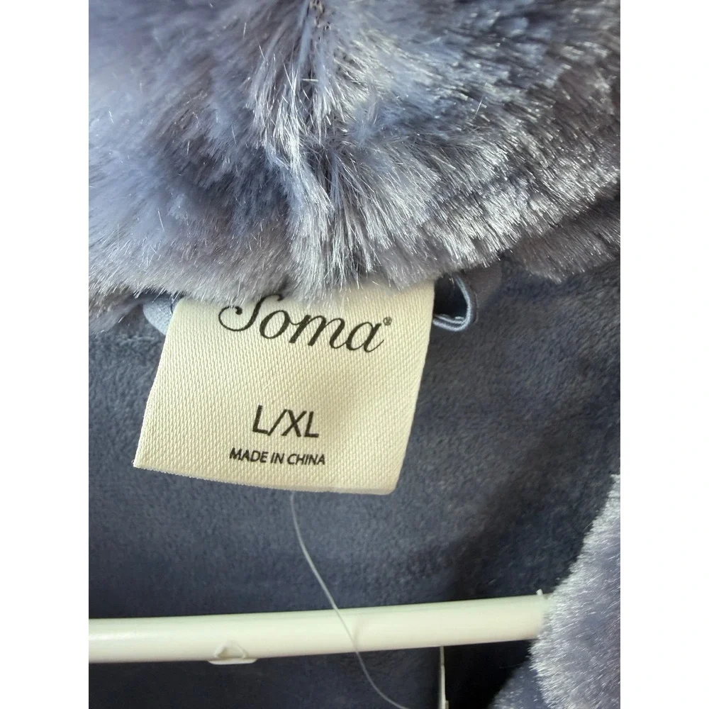 Soma Plush High Shine Long Robe Mystery‎ Blue L/XL NWT Belted Cozy Sleepwear